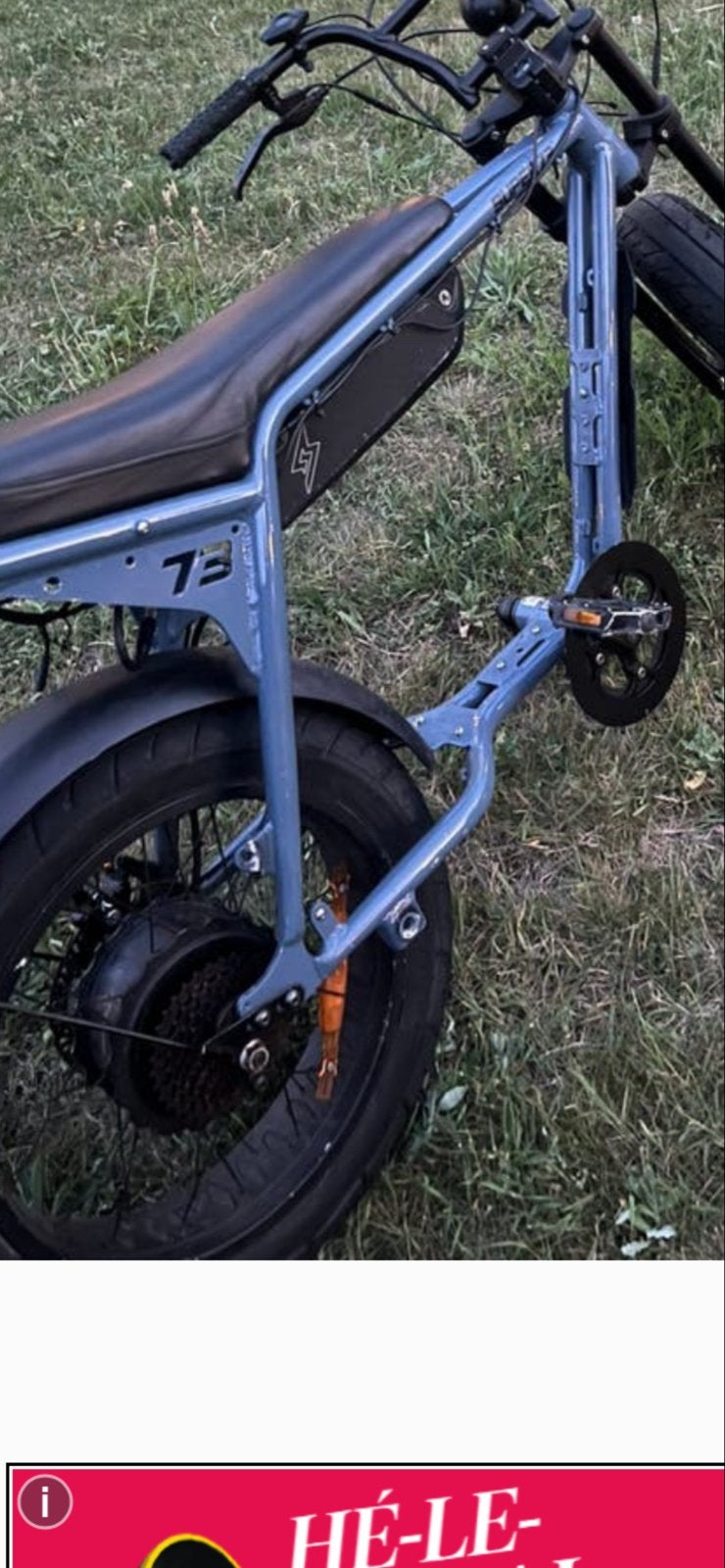 Super73-achtige E-bike met dikke banden, Gebruikt, Versnellingen, Minder dan 49 cm, Schijfrem