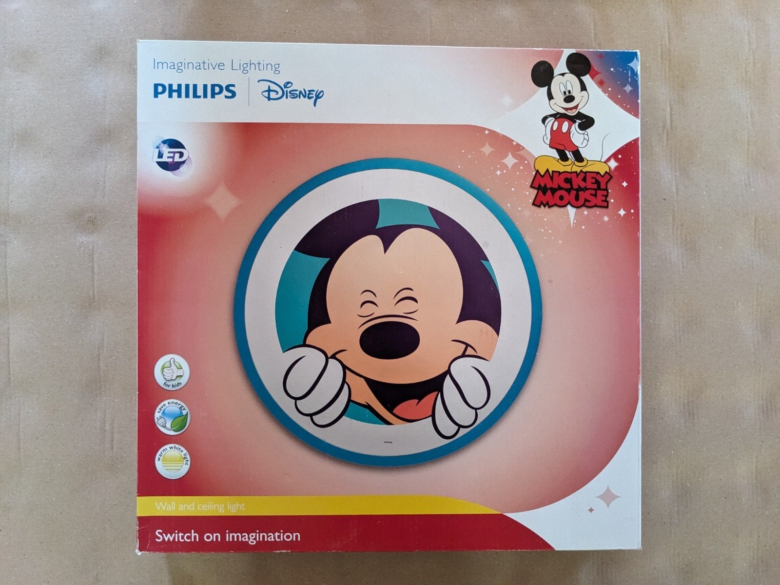 Philips Disney Mickey Mouse LED Wand- en Plafondlamp (7,5W), Ophalen of Verzenden, Nieuw, Kunststof, Wand of Plafon