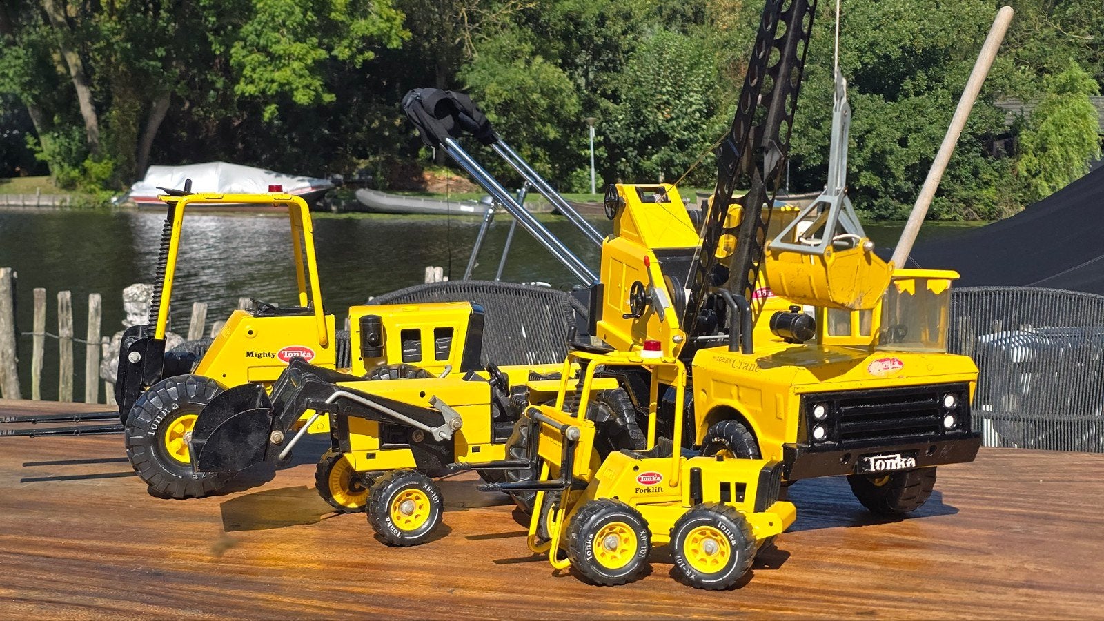 Grote Tonka Voertuigen Collectie: Heftruck, Tractor, Kraan, Ophalen, Gebruikt
