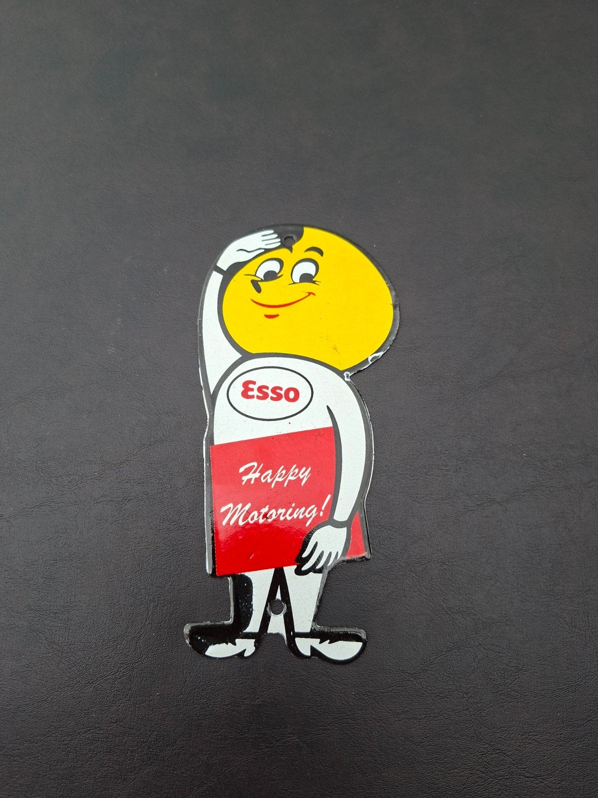 Emaille Esso poppetje, Ophalen of Verzenden, Gebruikt, Reclamebord