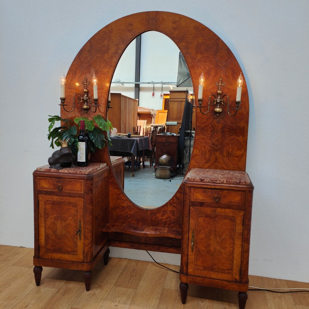 Vintage Art Deco kaptafel make-up tafel marmer blad, Valkenswaard, Gebruikt, Info@flashbackfurniture.nl, Flashback Furniture