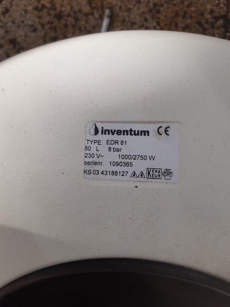 Te Koop Inventum ., Ophalen, Gebruikt, 20 tot 100 liter, Boiler