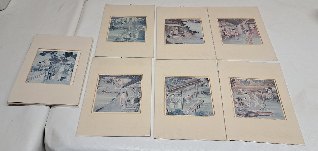 7 Japanse Houtsnede Prints - Hoogkamp Amsterdam, Antiek en Kunst, Kunst | Etsen en Gravures, Ophalen of Verzenden