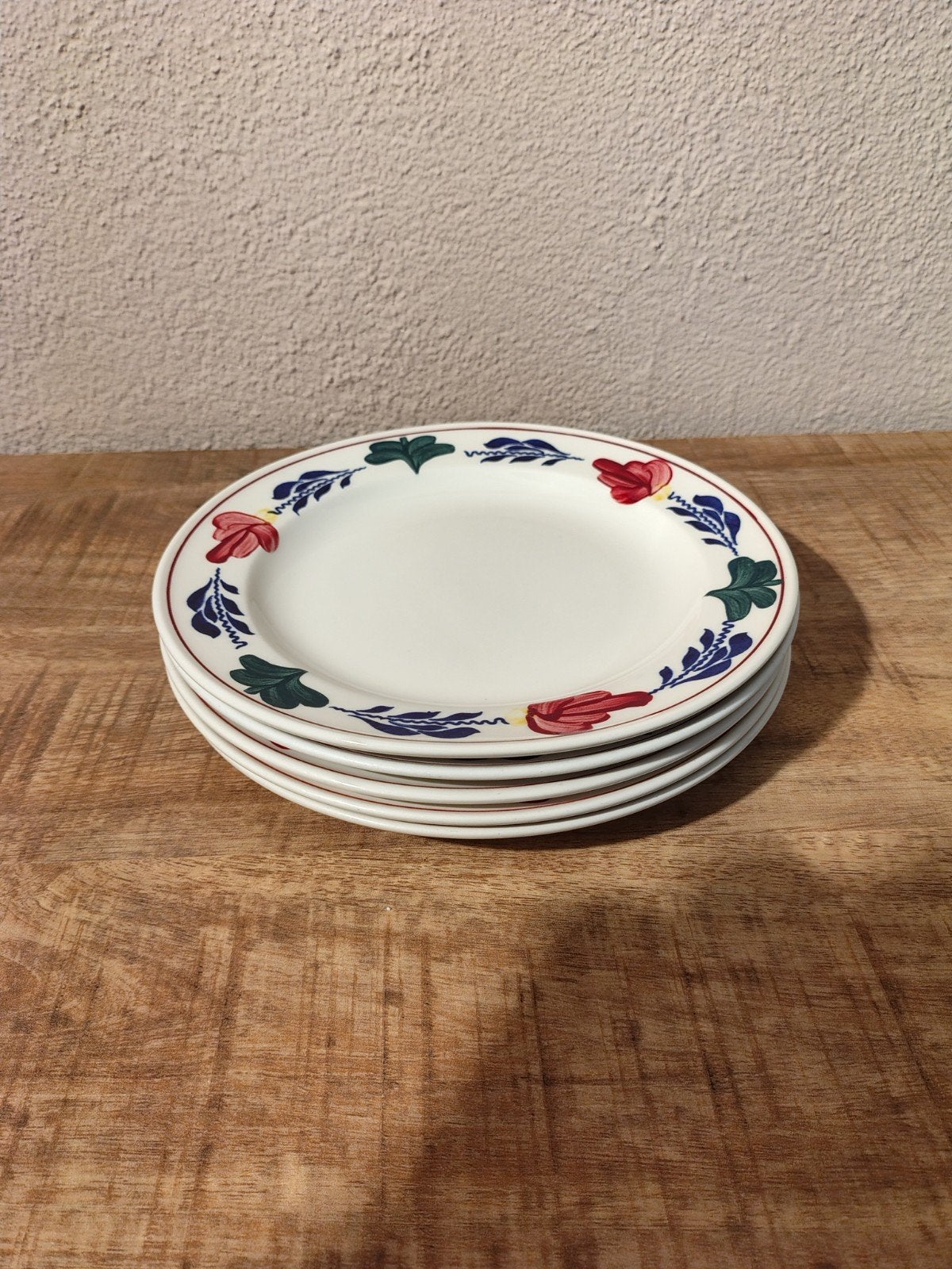 Set van 4 Boerenbont ontbijtborden - Royal Boch, Ophalen, Keramiek, Landelijk/Boerenbont, Zo goed als nieuw