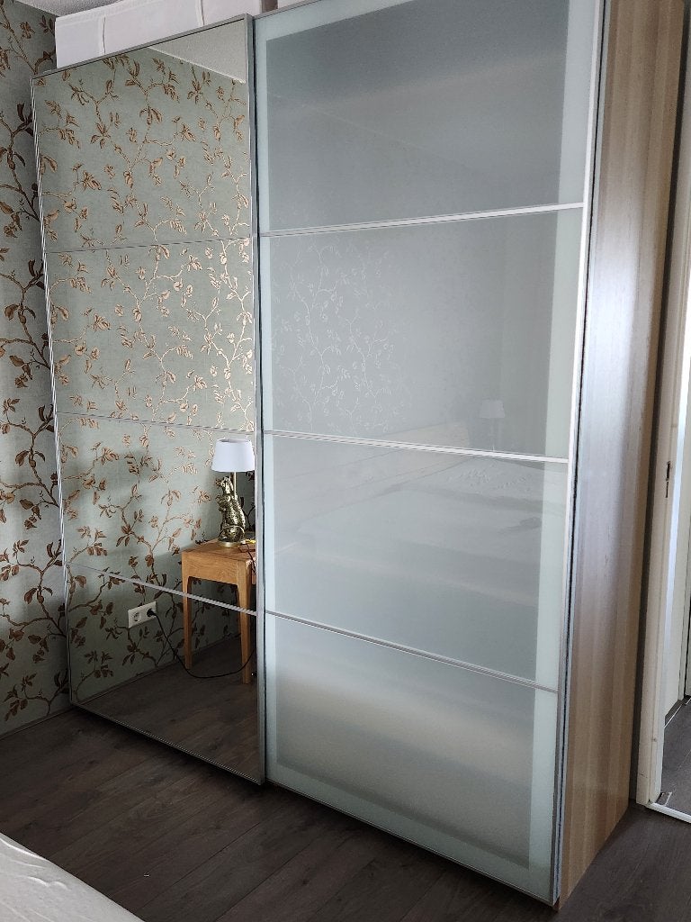 IKEA Pax kledingkast met schuifdeuren AULI eikenkleur, Overige materialen, Gebruikt, 200 cm of meer, 200 cm of meer