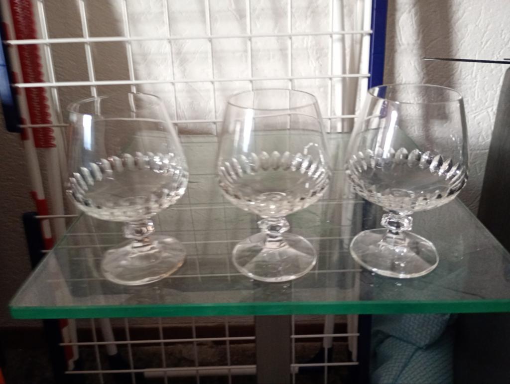 Set van 3 kristallen cognacglazen, Ophalen