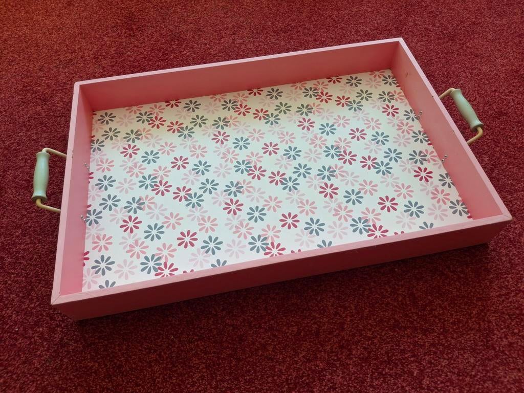Lief! Dienblad Roze met Bloemenpatroon 60x40cm, Huis en Inrichting, Woonaccessoires | Dienbladen, Ophalen, Rond