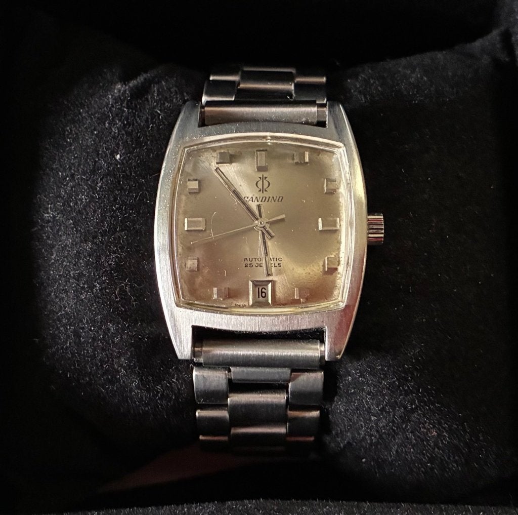 Horloge candino Automatic 25 Jewels Swiss Made UNIEK, Ophalen of Verzenden, Staal, Overige merken, 1960 of later