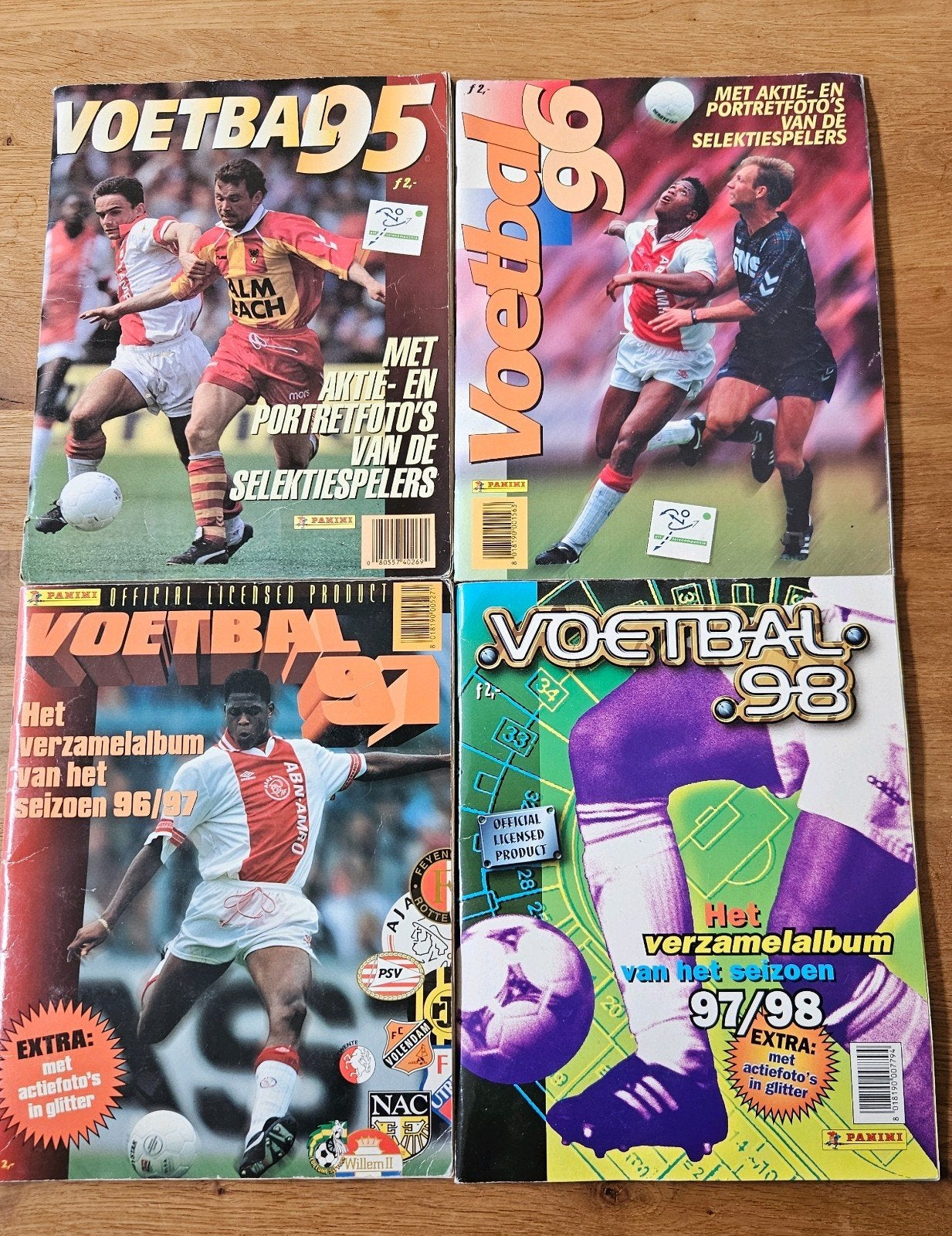 Panini Voetbal 95, 96, 97, 98 verzamelalbums, Ophalen of Verzenden, Gebruikt, Ajax, Boek of Tijdschrift