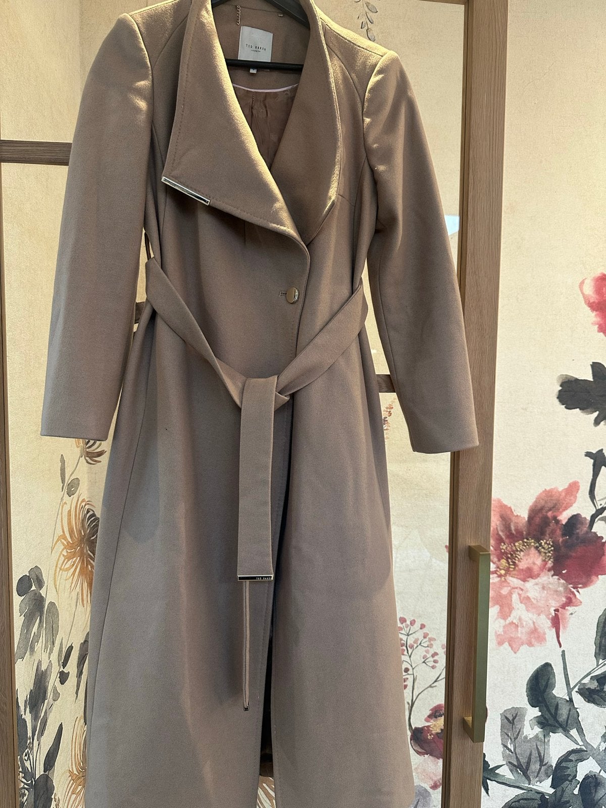Ted Baker beige/nude wollen “Rose” mantel (3/M/40), Ophalen of Verzenden, Zo goed als nieuw, Maat 38/40 (M), Beige