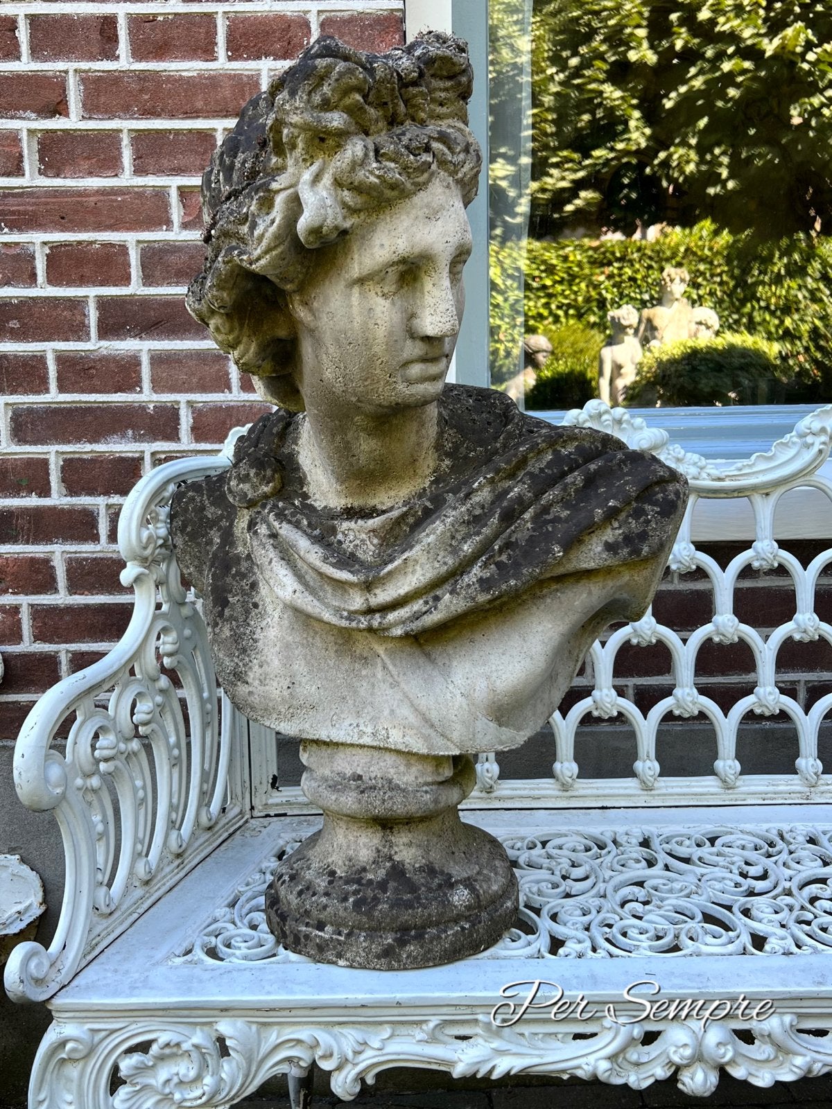 Per Sempre, Prachtige Oude Klassieke Tuinbuste ., Tuin en Terras, Tuinbeelden, Ophalen, Steen