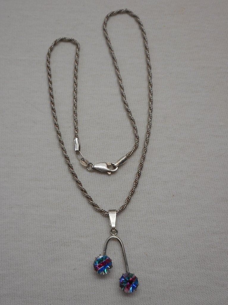 Zilveren koordketting met hanger met rijnstenen nr.1930, Verzenden, Zilver, Ketting
