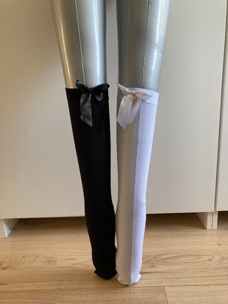 Lange over de knie kousen met strik, Overige typen, Verzenden, Zwart, Nieuw