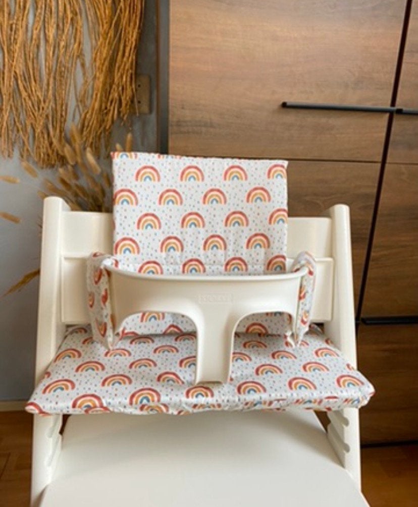 Regenboog kussenset voor kinderstoel stokke tripp trapp, Ophalen of Verzenden, Nieuw, Meegroeistoel, Stoelverkleiner