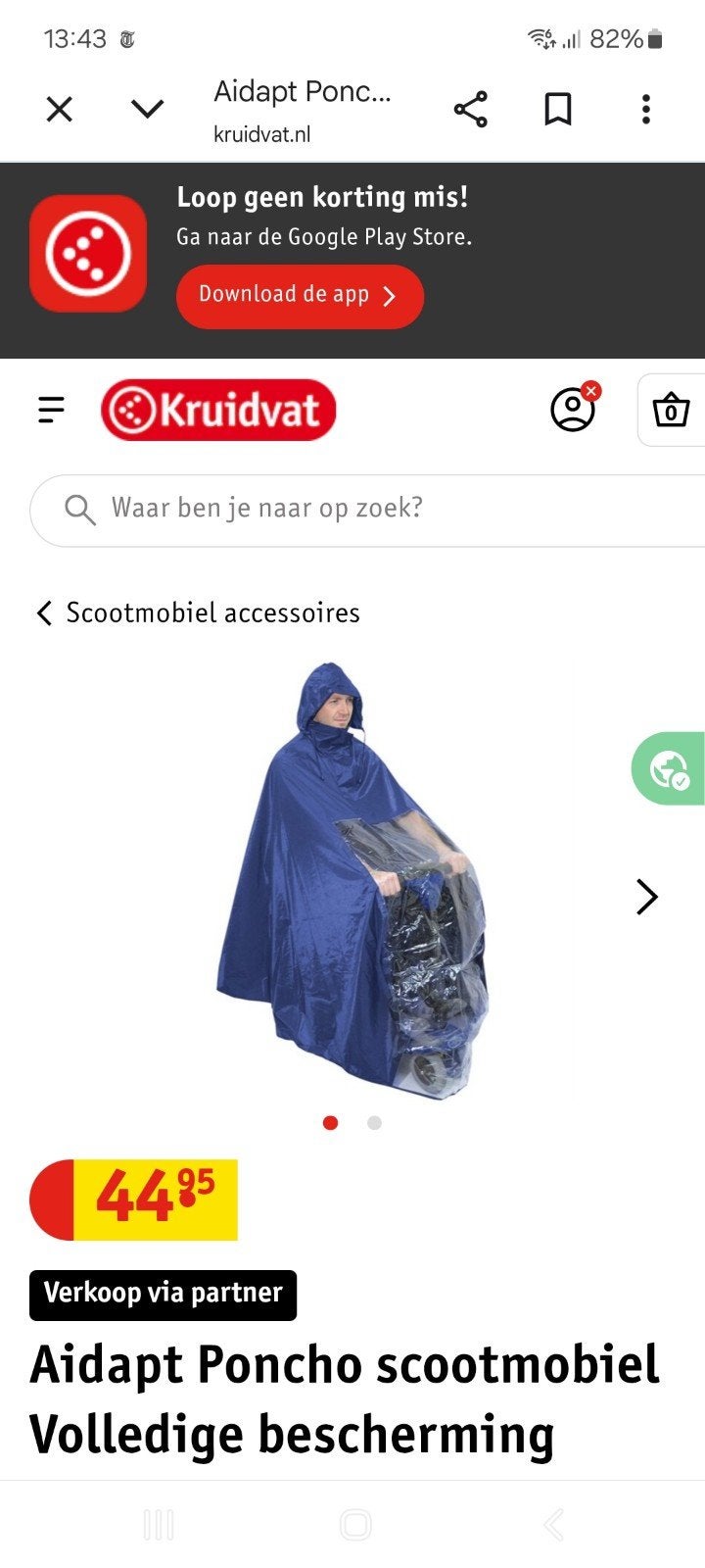 Regenponcho voor scootmobiel, Ophalen of Verzenden, Zo goed als nieuw