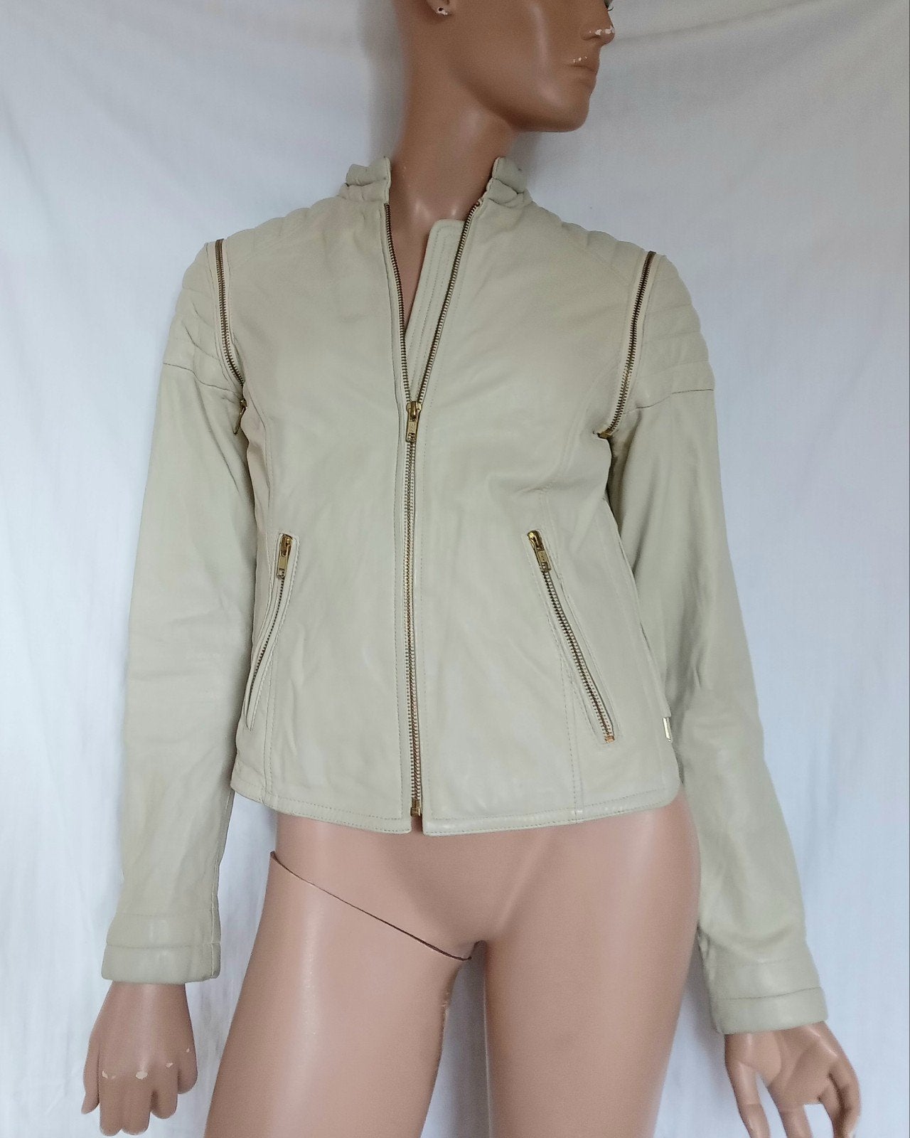 BY MALENE BIRGER Leren Jasje , Maat 36, Ophalen of Verzenden, Zo goed als nieuw, Maat 36 (S), Wit