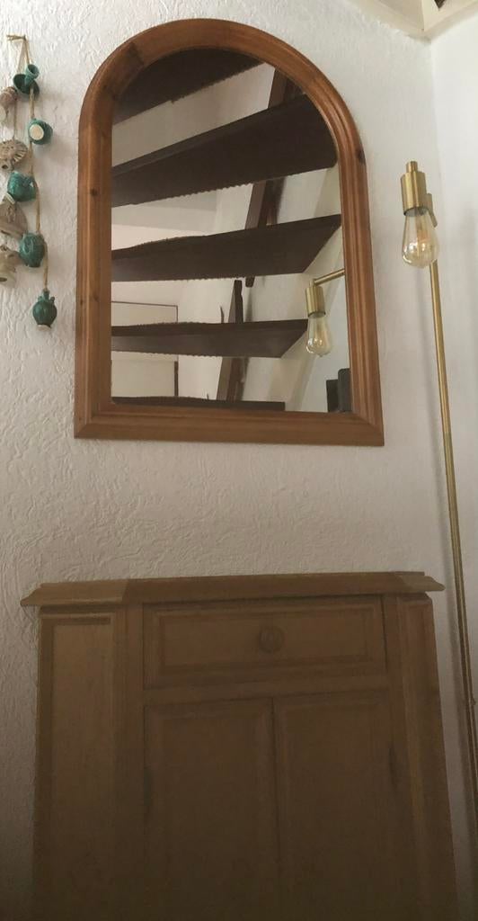 Een leuke spiegel met een tafeltje, Antiek en Kunst, Ophalen, Rechthoekig, Minder dan 50 cm