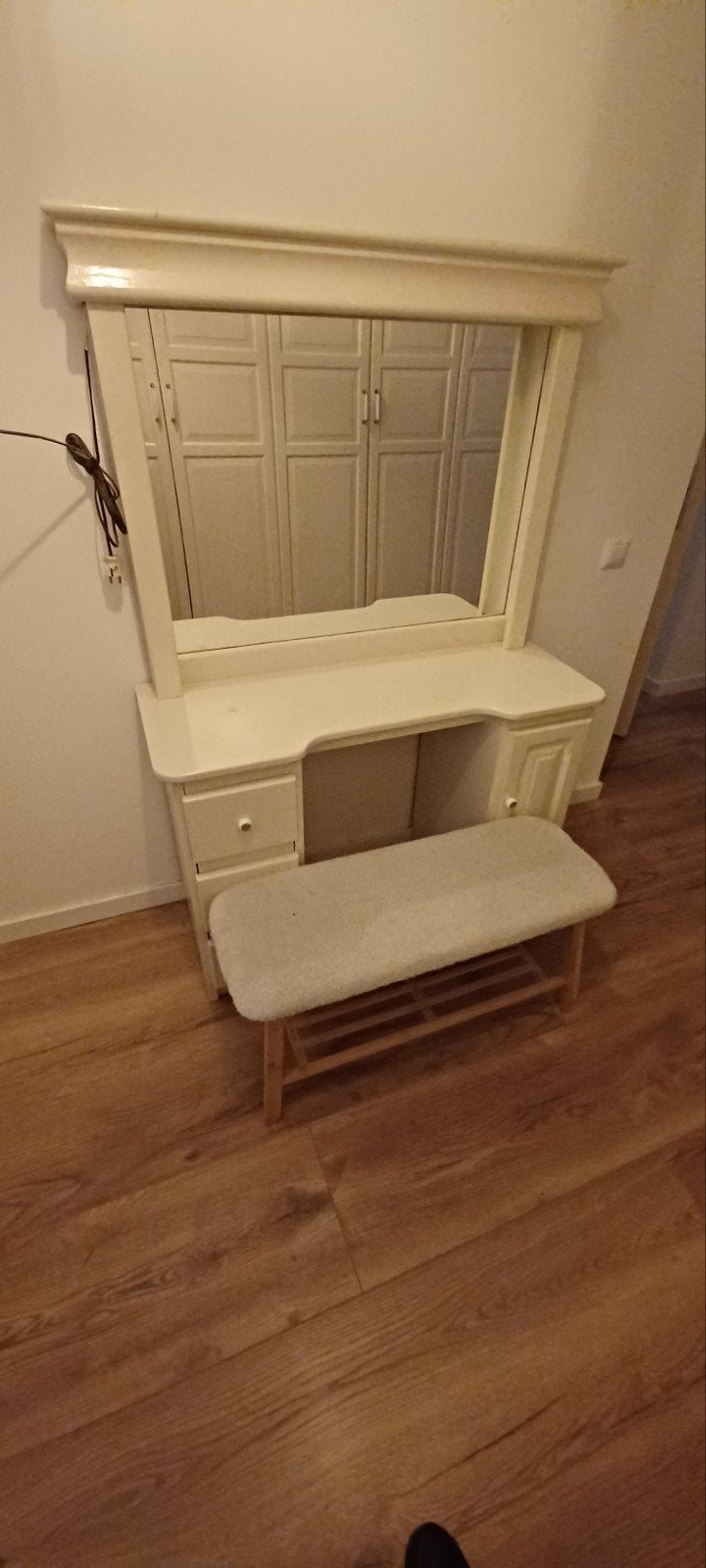 Landelijke kaptafel make up tafel met verlichting, Ophalen, Zo goed als nieuw, 50 tot 100 cm, Minder dan 100 cm