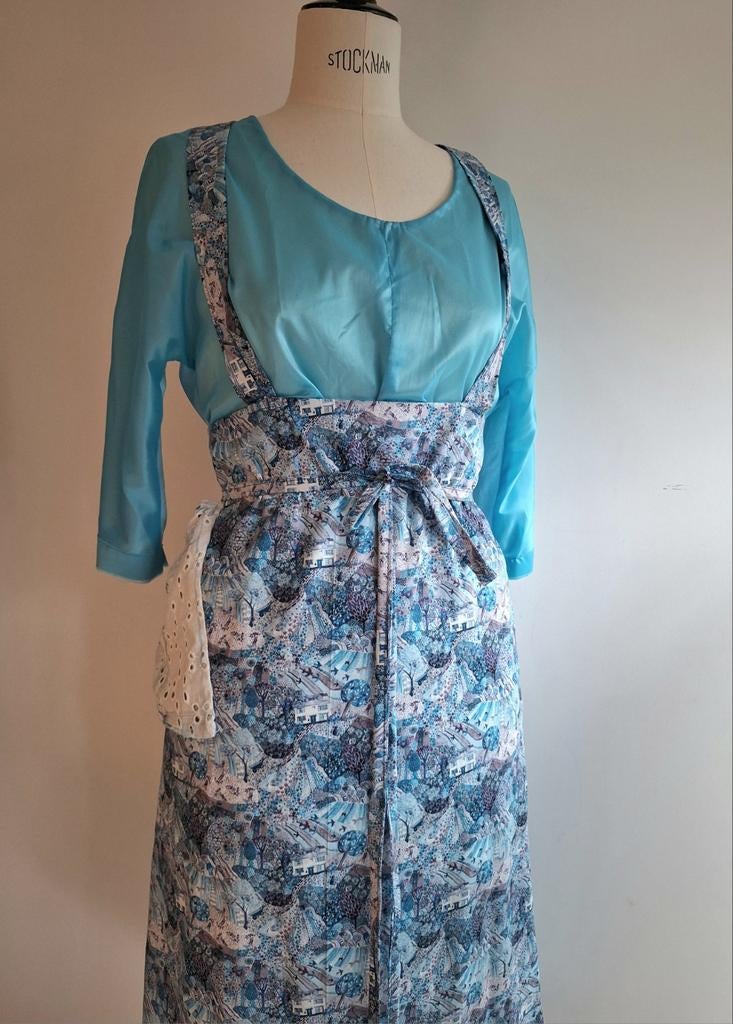 Schort jurk gemaakt van Liberty katoen one size lange riem, Ophalen of Verzenden, Nieuw, Blauw, Schort