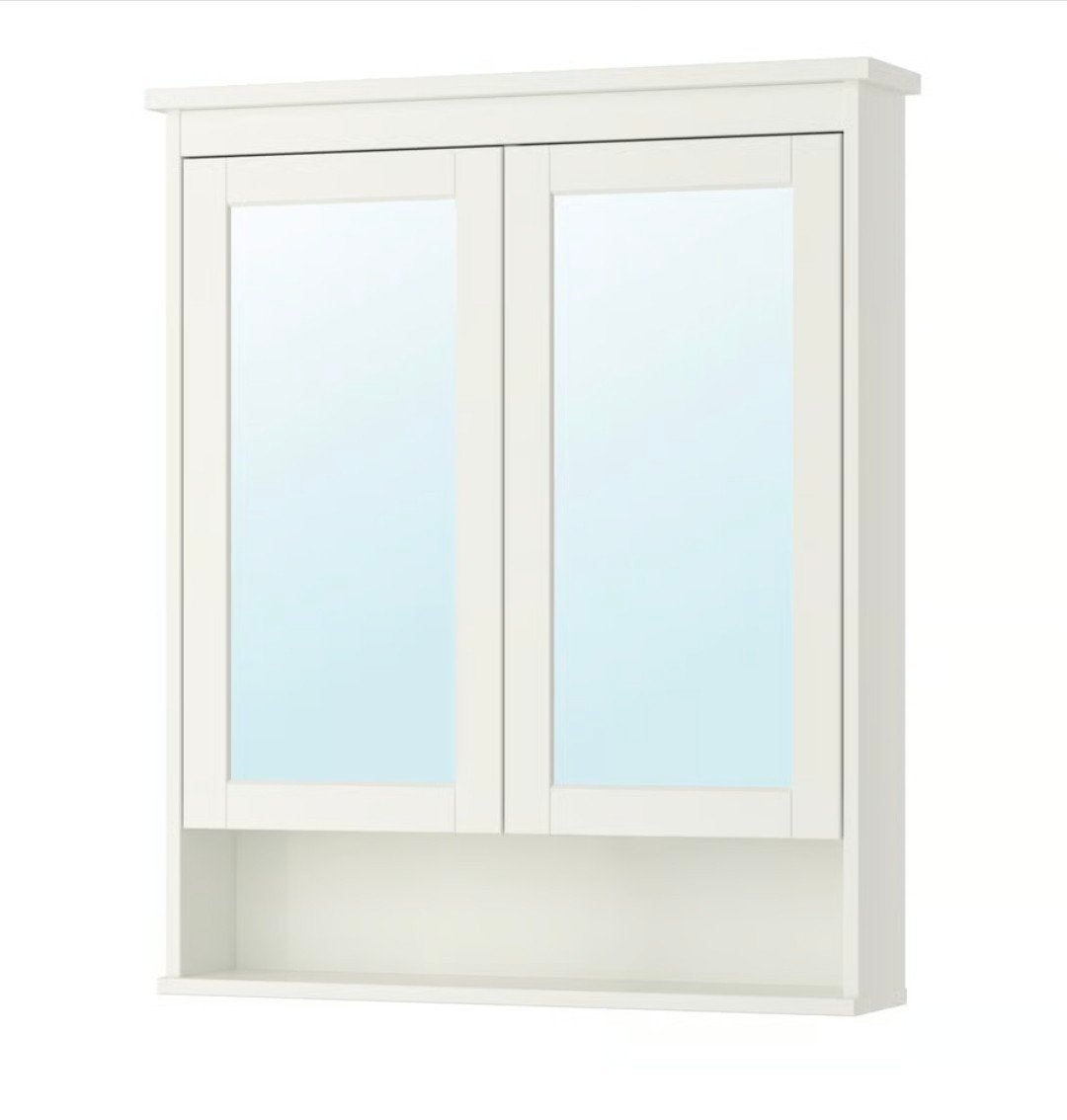 IKEA Hemnes badkamerkast met 2 deuren en glasplaten, Ophalen, (Half)hoge kast, Gebruikt, 50 tot 100 cm