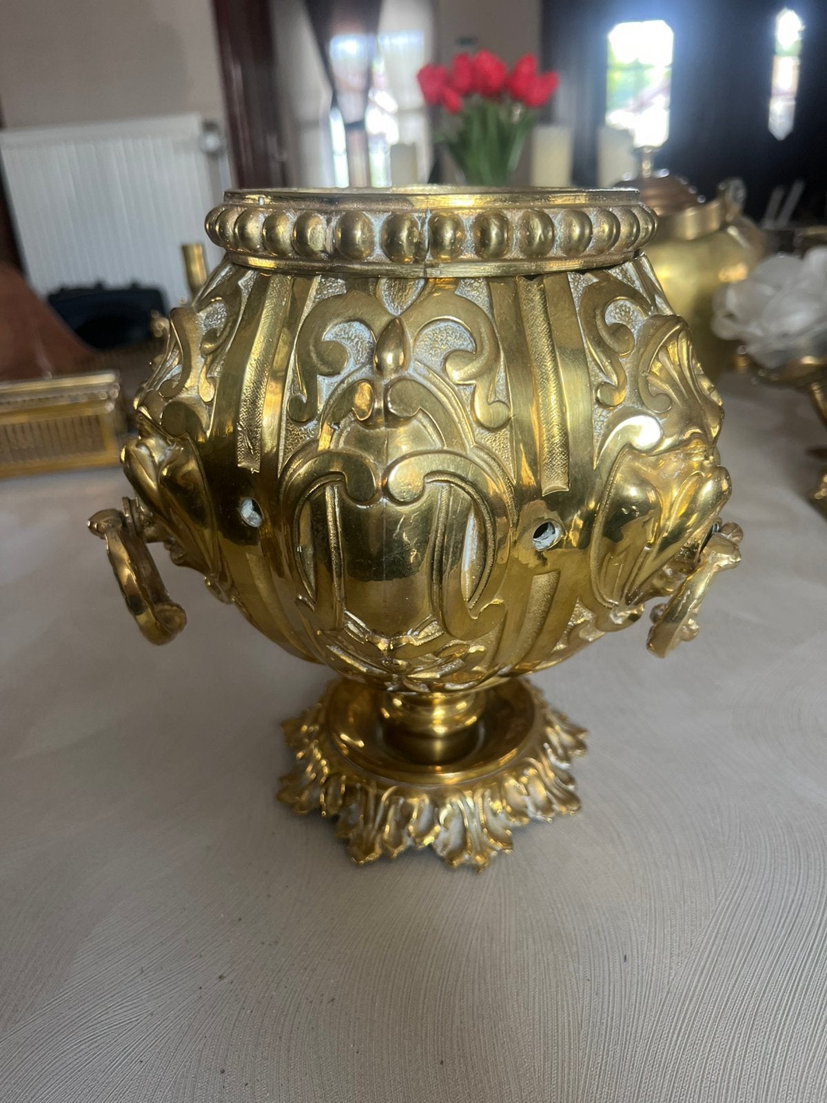 Koper/messing warm water urn, Ophalen, Koper