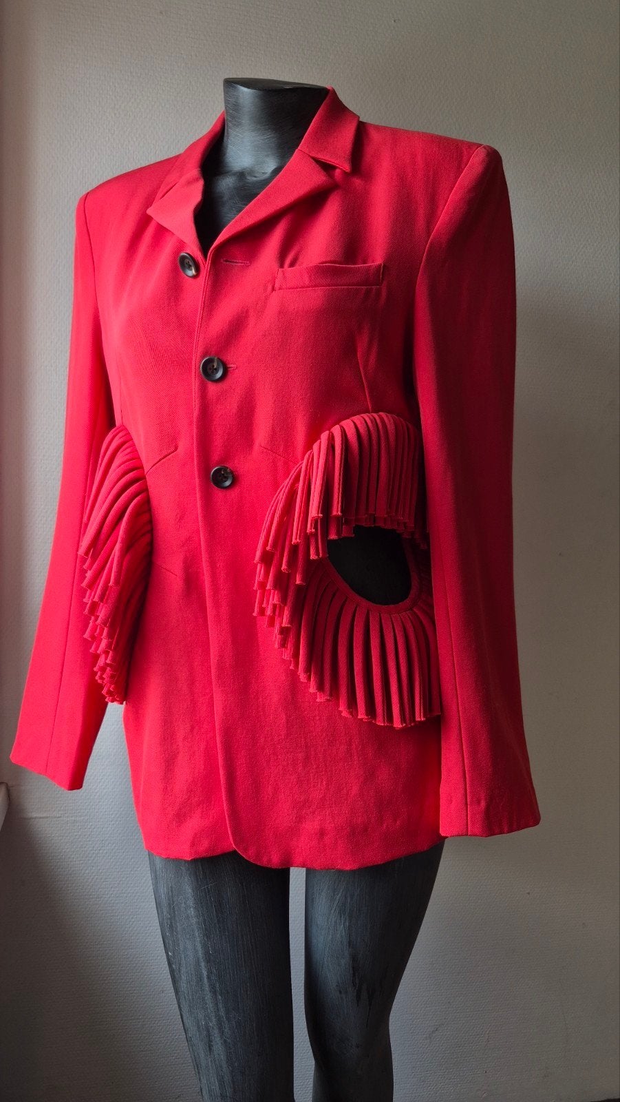 Diotima Morant Blazer - Rode Jasje met Plooien, Nieuw, Ophalen of Verzenden, Jasje, Maat 36 (S)