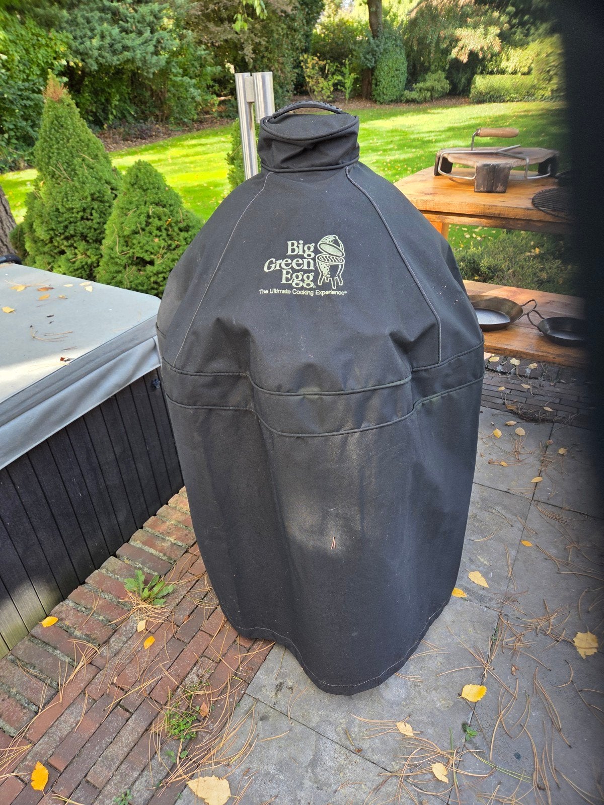Big Green Egg Large met accessoires en buitenkeuken, Tuin en Terras, Ophalen, Gebruikt, Big Green Egg, Met accessoires