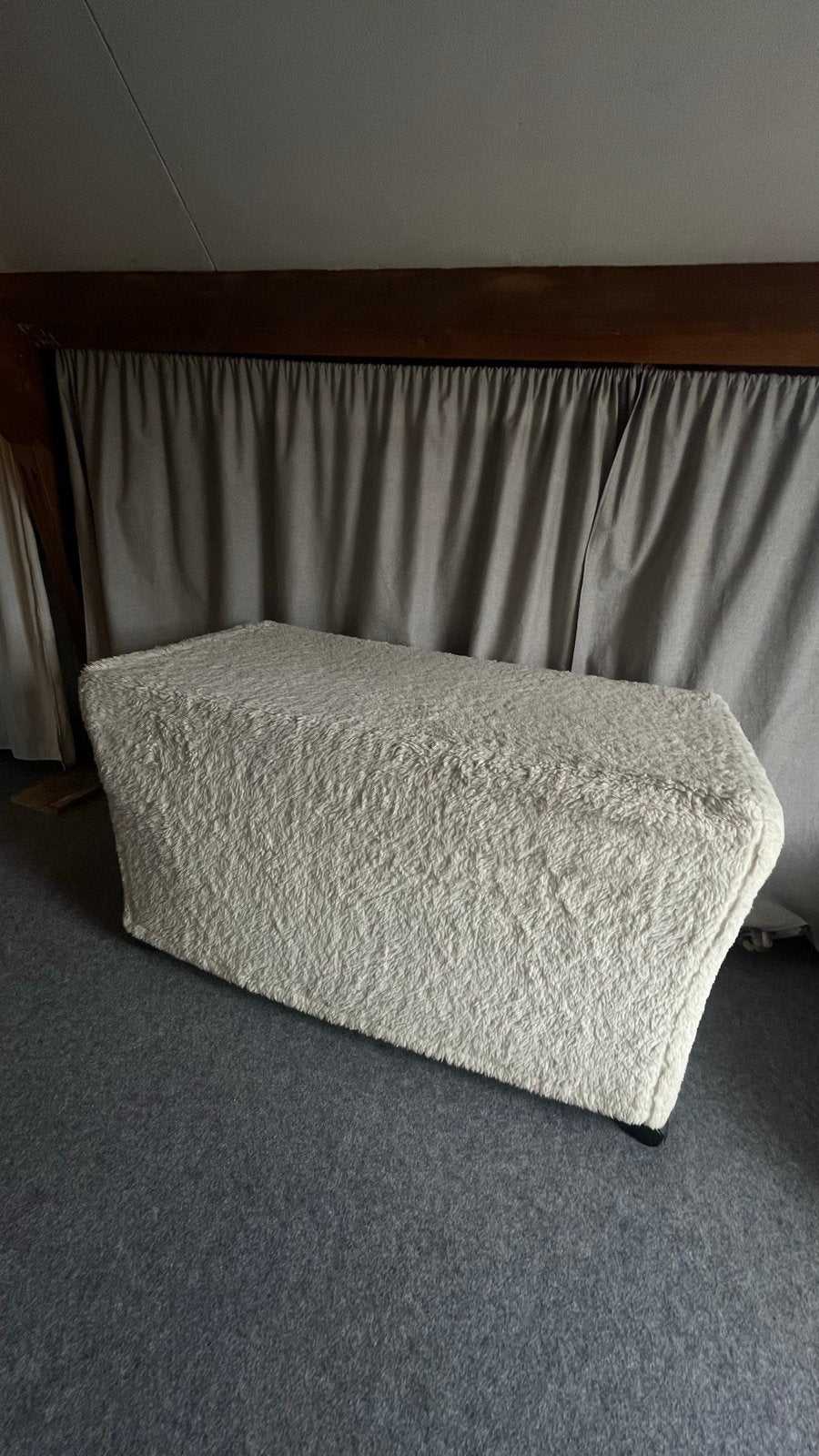 Zelfgemaakte Verrijdbare Super Zachte Poef - Crème Bont, Ophalen, Gebruikt, 75 tot 100 cm, Rechthoekig