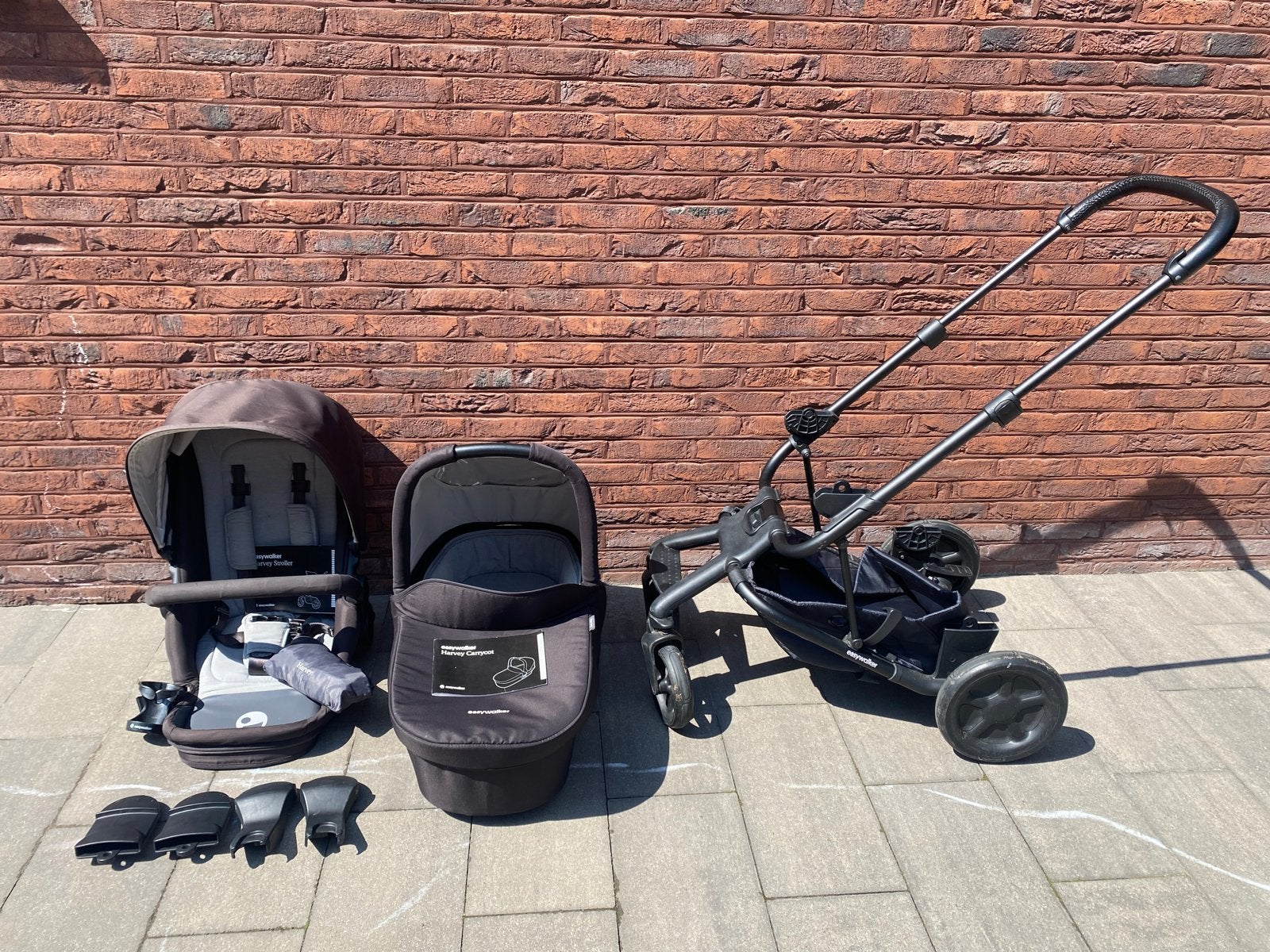 Complete Easywalker Harvey combiwagen (zwart), Kinderen en Baby's, Kinderwagens en Combinaties, Gebruikt, Combiwagen, Met reiswieg