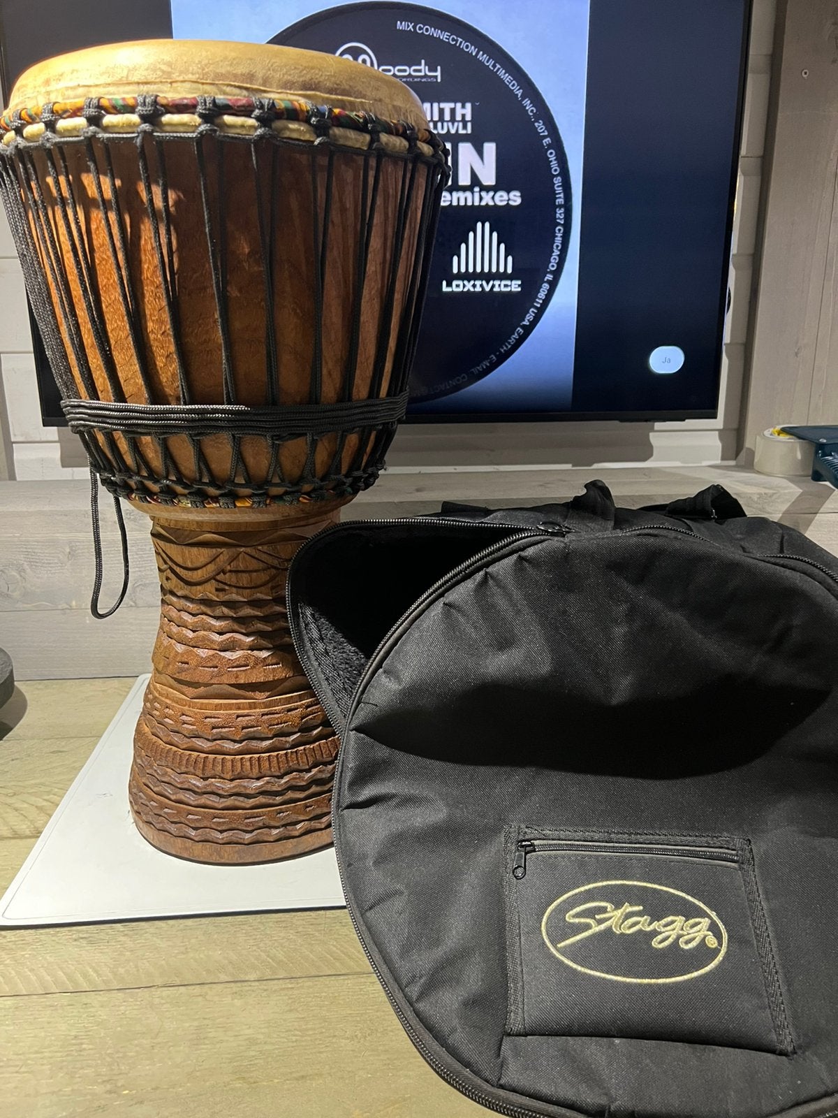 Stagg afrikaanse djembe inclusief draagtas, Ophalen of Verzenden, Zo goed als nieuw, Nvt, Trommel
