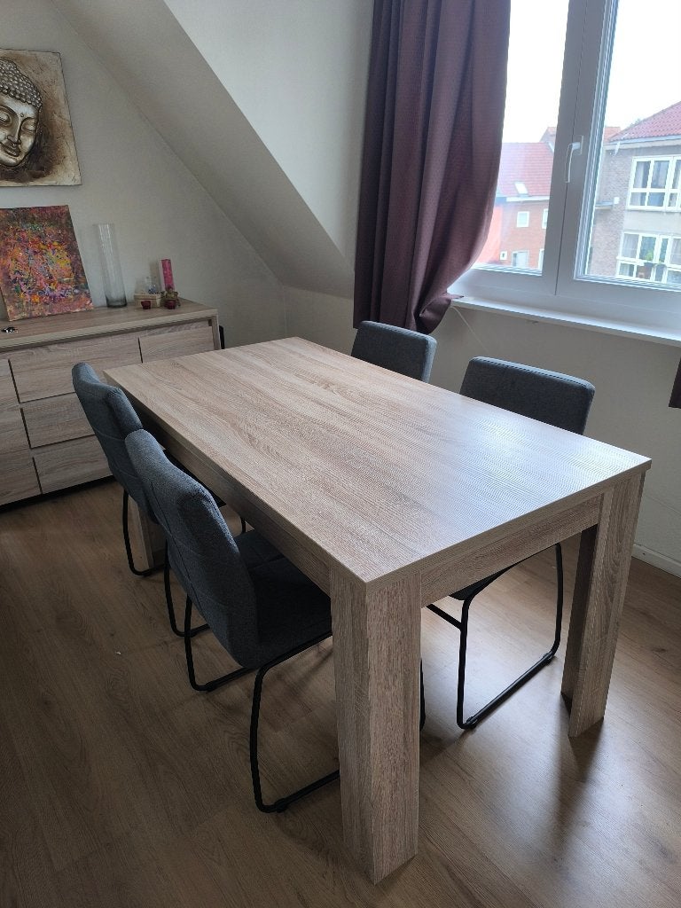 Eettafel + 4 stoelen, Ophalen, Gebruikt, 200 cm of meer, 50 tot 100 cm