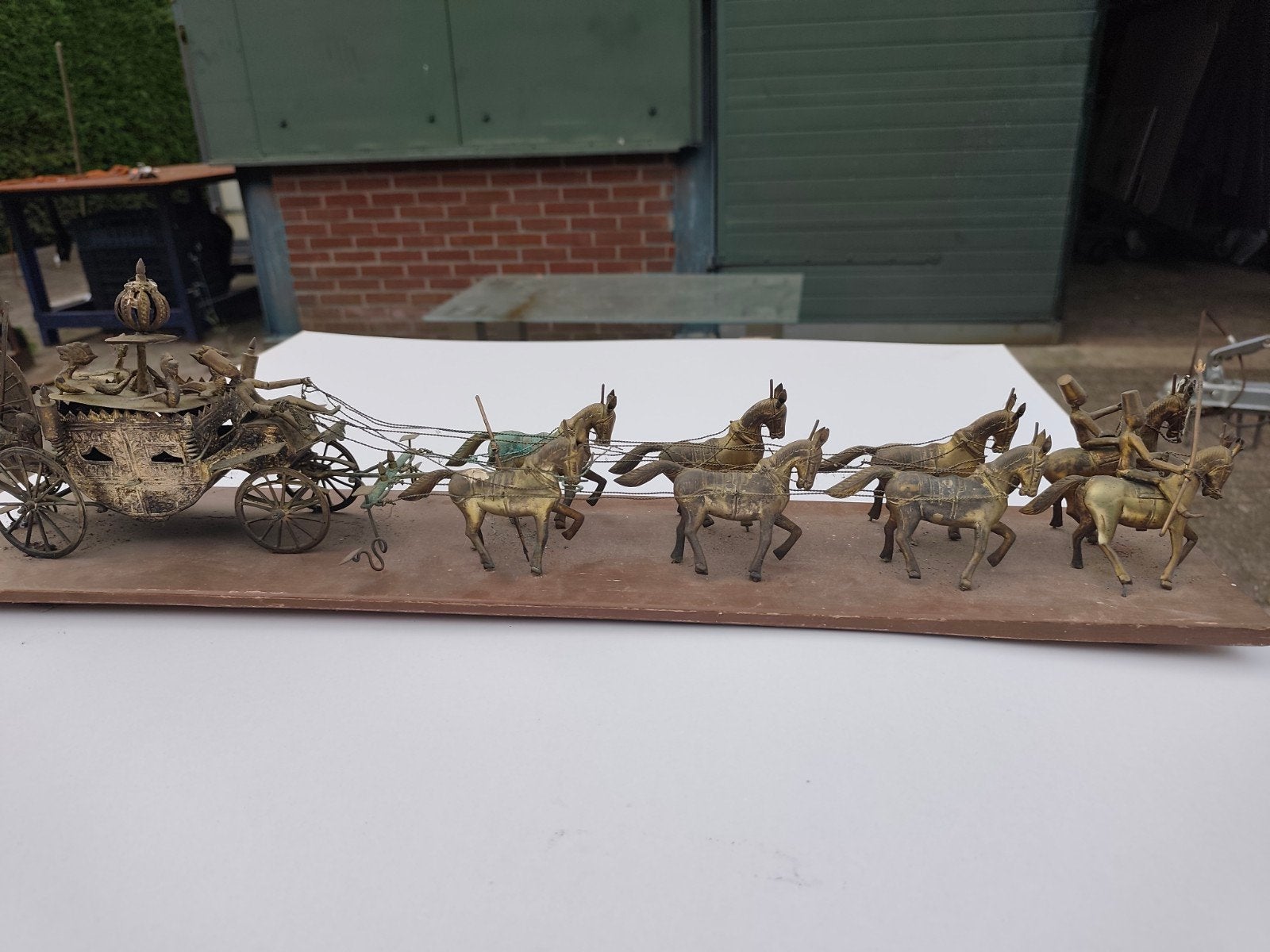Koperen Spanjaard met paarden en koets - 70cm, Ophalen of Verzenden, Koper