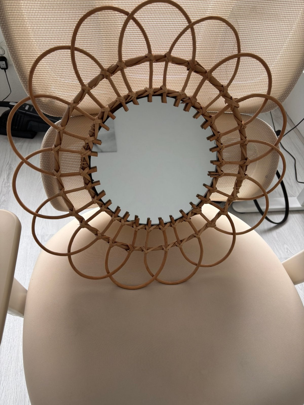 Rotan kleine spiegel voor kinderkamer, Ophalen, Zo goed als nieuw