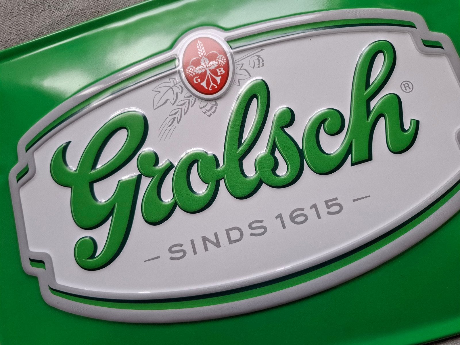Grolsch Wandbord - 30 x 40 cm, Ophalen of Verzenden, Zo goed als nieuw, Reclamebord, Plaat of Schild, Grolsch