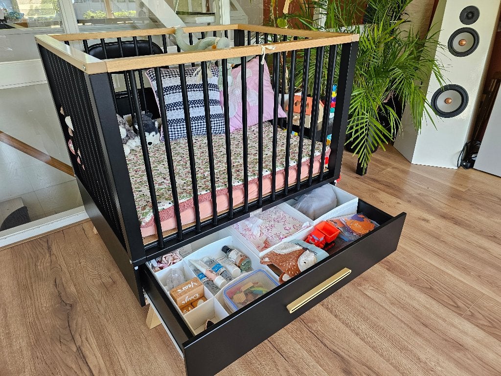 Box met lade Lisa Mat Zwart/Nature, Ophalen, Gebruikt, Rechthoekig, In hoogte verstelbaar