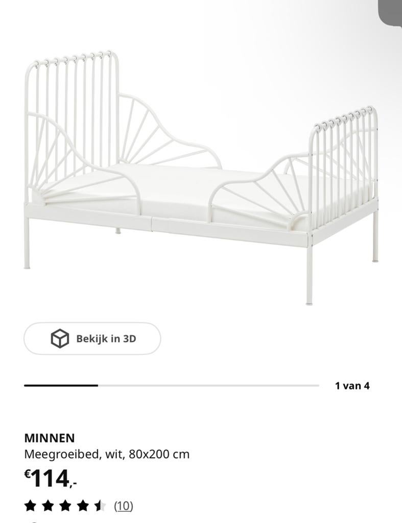 Meegroeibed van IKEA, Kinderen en Baby's, Kinderkamer | Bedden, 180 cm of meer, 70 tot 85 cm, Matras, Ophalen