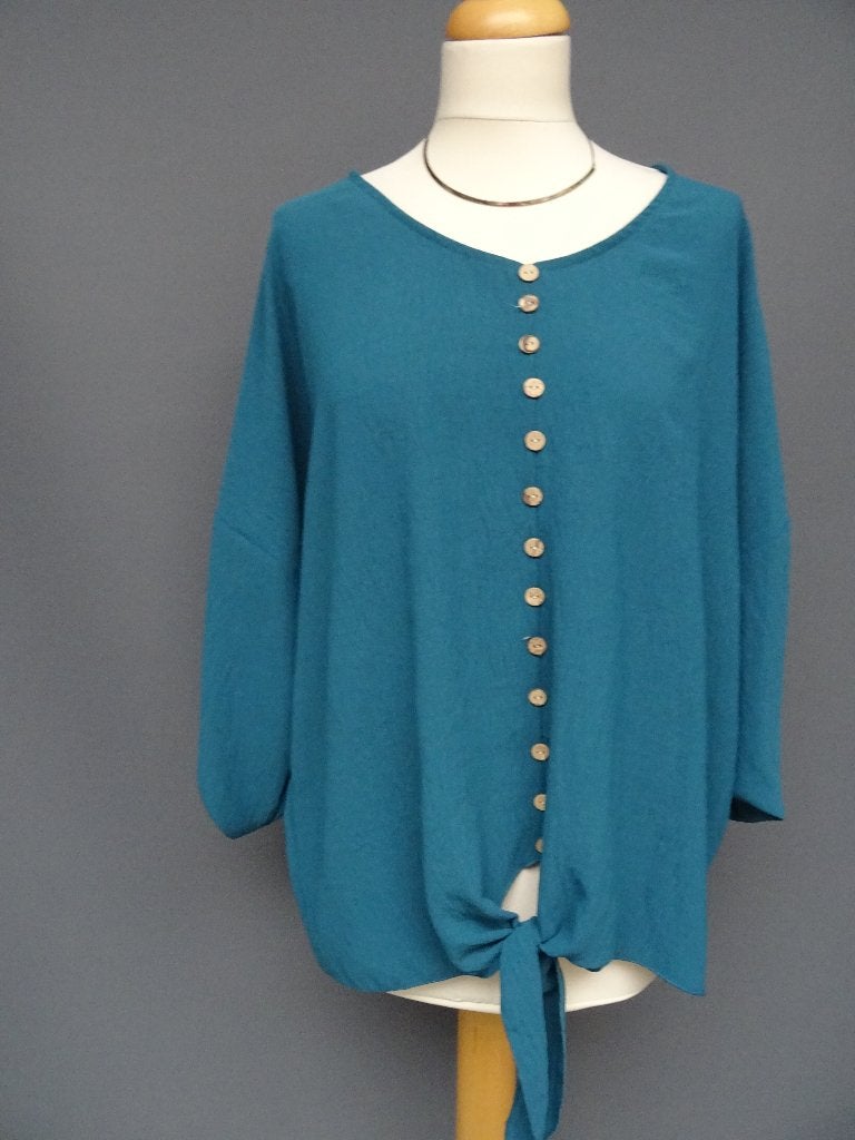 PESCARA maat L, petrol tuniekblouse., Maat 42/44 (L), Pescara, Ophalen of Verzenden, Zo goed als nieuw