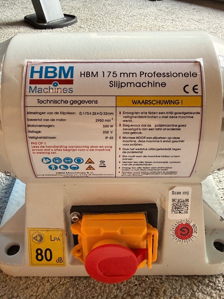 HBM 175mm Professionele Slijpmachine 500W, Ophalen of Verzenden, Zo goed als nieuw, Minder dan 700 watt, Werkbankslijpmachine