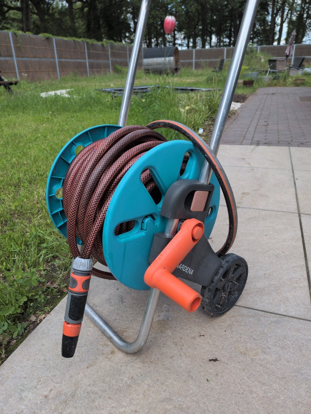 Gardena tuinslang met haspel en koppelstukken, Tuin en Terras, Ophalen, Gebruikt, Tuinslanghaspel