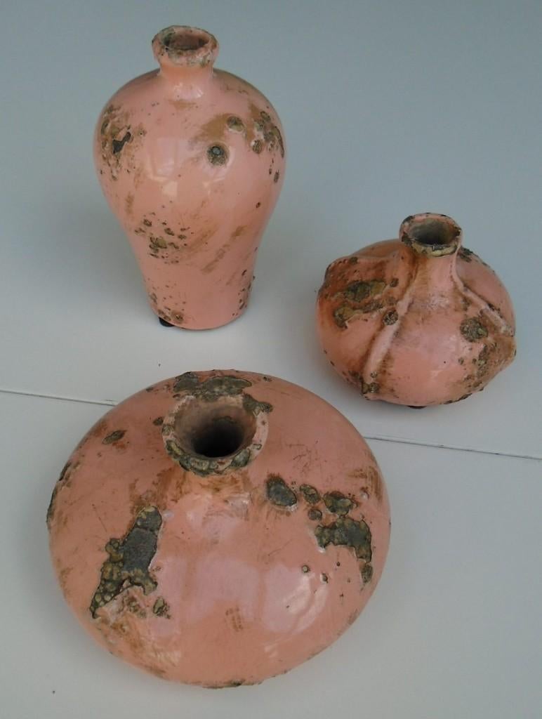 VAZEN OLD LOOK ZALM ROZE KLEIN 3 DLG SET NIEUW, Overige kleuren, -, -, Aardewerk of Porselein