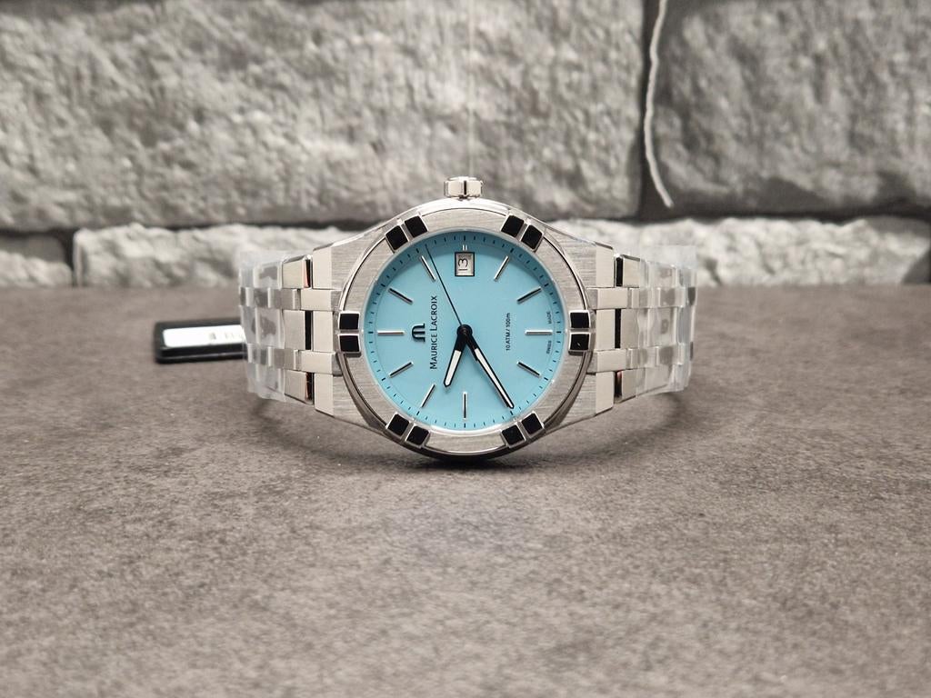 Maurice Lacroix Aikon quartz special ed.(Tiffany) blauw NEW, Overige merken, Staal, Staal, Polshorloge