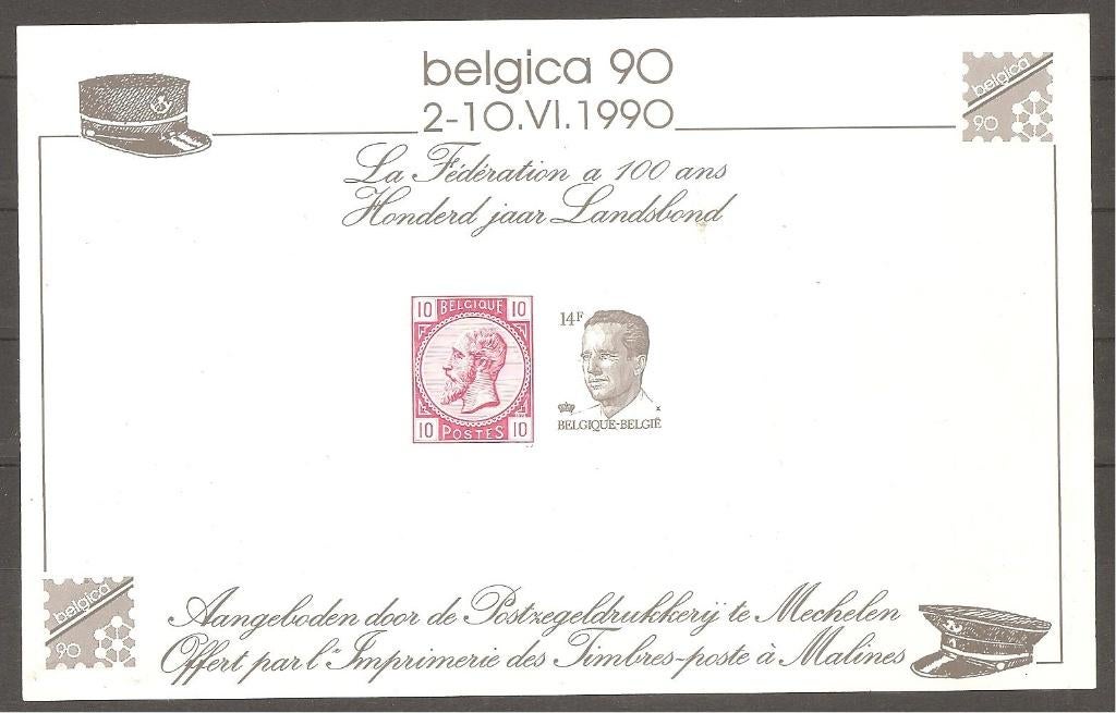 Belgie souvenir blok Belgica 90, Verzenden, Postfris