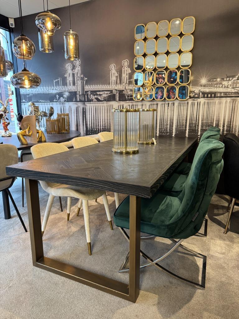 Blackbone Brass eettafel richmond interiors, Vijf personen of meer, Metaal, Rechthoekig, Richmond interiors