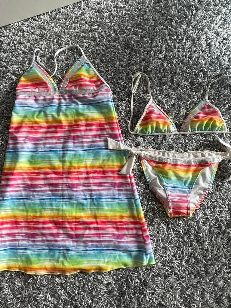 Paté de sable bikini met bijpassend jurkje 12 jaar, Bikiniset, Meisje, Ophalen of Verzenden, Zo goed als nieuw