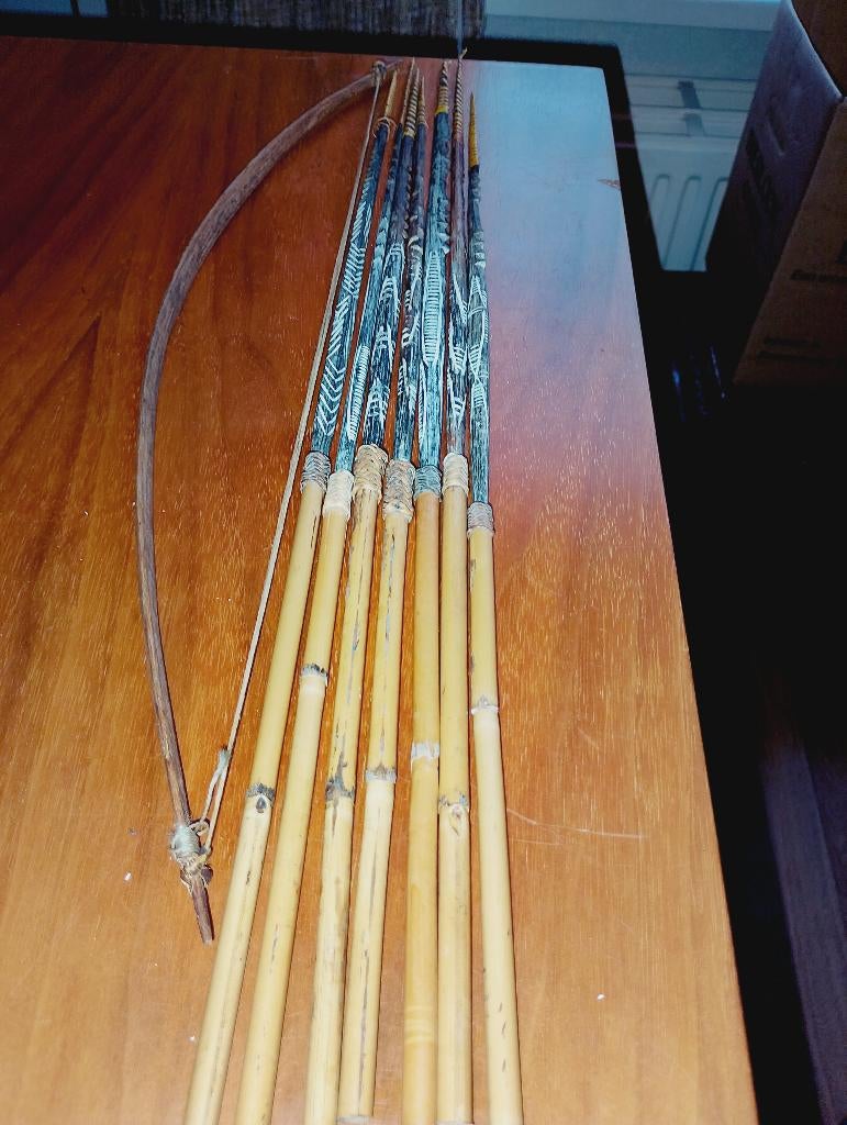 Antiek bamboe pijl en boog set, Antiek en Kunst, Ophalen of Verzenden