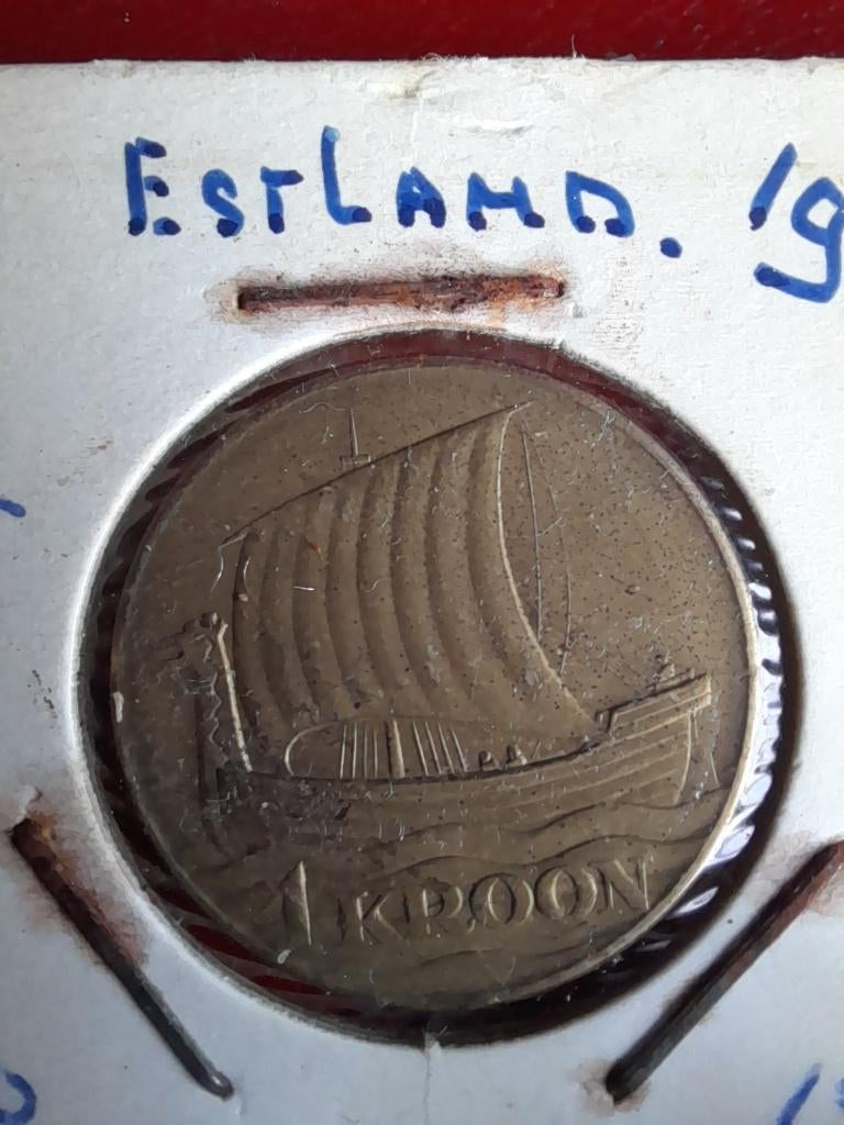 Munt met schip, 1 kroon 1934 estland, Postzegels en Munten, Munten | Europa | Niet-Euromunten, Ophalen of Verzenden, Overige landen