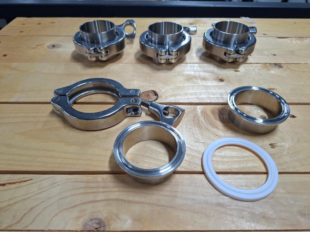 Melkkoppelingen, zuivelkoppelingen, tri-clamp, wartelmoer, Overige typen, Nieuw, Ophalen of Verzenden, Minder dan 50 mm