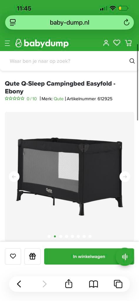Qute Q-sleep Campingbedje - Zo goed als nieuw!, Ophalen of Verzenden, Zo goed als nieuw, Reisbedje