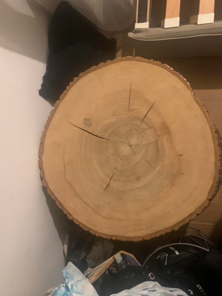 Houten boom stam tafel, Ophalen
