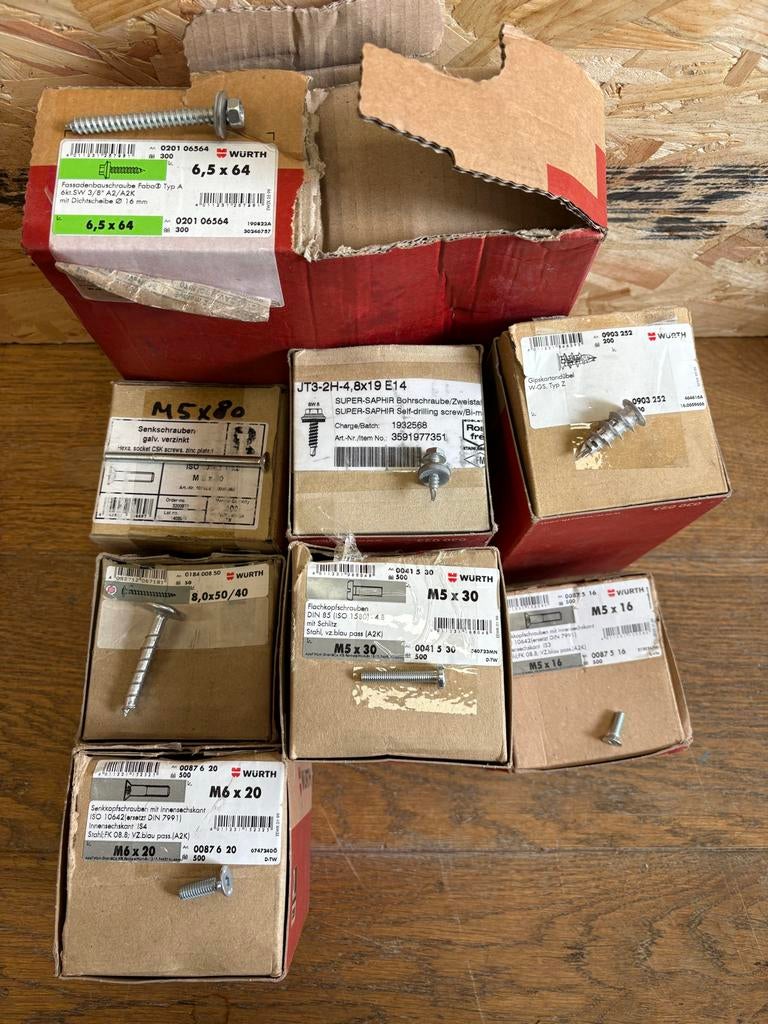 Würth Schroeven - Groot Lot Nieuw, Doe-het-zelf en Verbouw, IJzerwaren en Bevestigingsmiddelen, Ophalen of Verzenden, Nieuw, Minder dan 50 mm